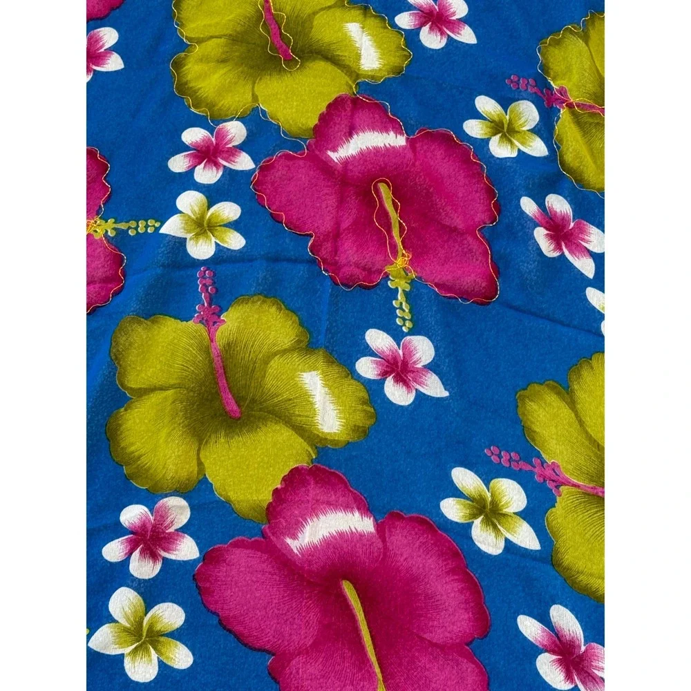 Banana Moon Y2K Tropical Floral Sarong Wrap Skirt Hibiscus Fringe Beach Cover Up